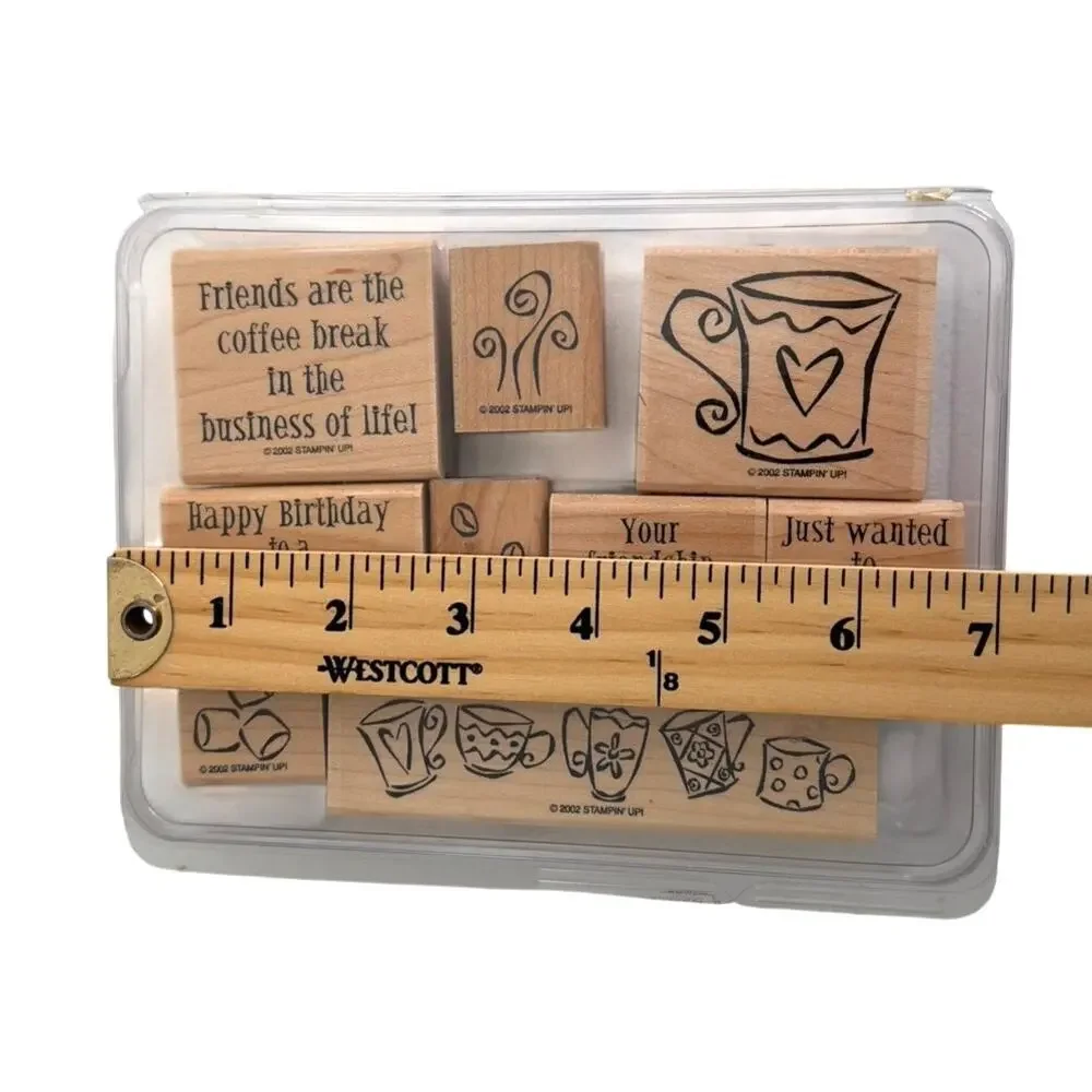 Stampin’ Up wooden stamp set coffee themed 9 stamps